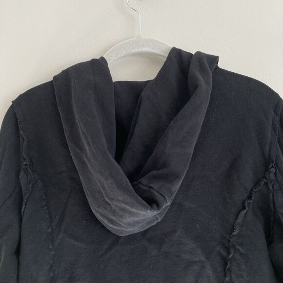 Allihop Anthropologie Black Hooded Jacket Womens Size Medium Pockets Cotton - Picture 8 of 11